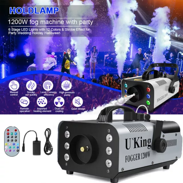 Smoke Machine RGB LED Party Club Disco DJ Effect Wireless Control-1200W Fogger