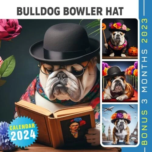 BULLDOG BOWLER HAT Calendar 2024 Jan 2024 to Dec 2024 Bonus 3 Months