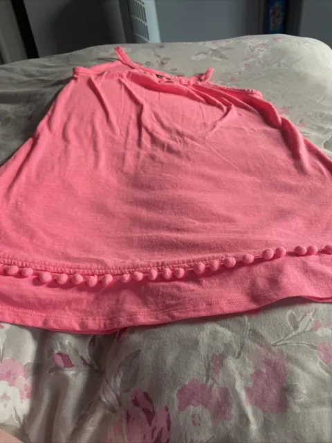 girls pink summer dress - aged 7-8 years - river island - good condition