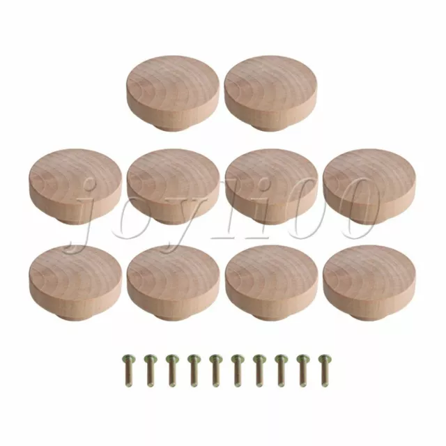 10pcs Wooden Varnishes Door Pull Knobs Cupboard Cabinet Drawer Handle 50x25mm