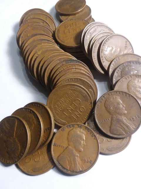 Lincoln Head Wheat Cent 1936 P Average Circulated United States Free Shipping
