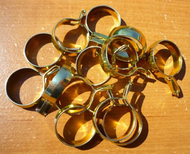 (14) Vintage Bright Brass Finish 13/16" Clip-On Cafe Curtain Drapery Rings