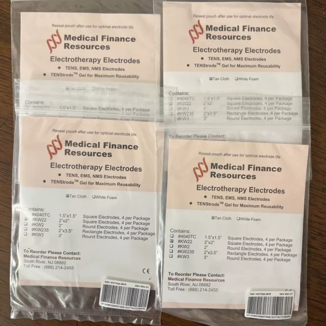 16 EMS TENS Electrical Stimulation Electrodes Sealed 4 Packs of 2"x 2”