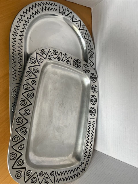 2-Wilton Armetale Reggae Oval&rectangle servingTrays used18x10,13x9