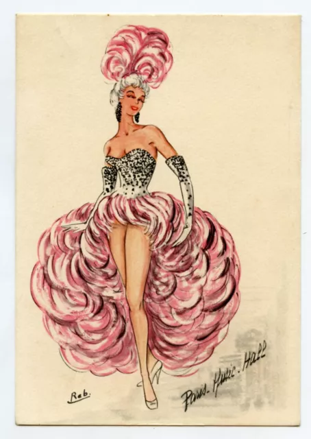 Illustrator Reb. Paris. Music Hall. Pin-Up. Sexy Girl.danseuse Cabaret.cpsm
