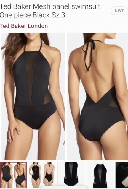 Ted Baker London Black Mesh Panel Swimsuit Nwt $165 Pick Your Size