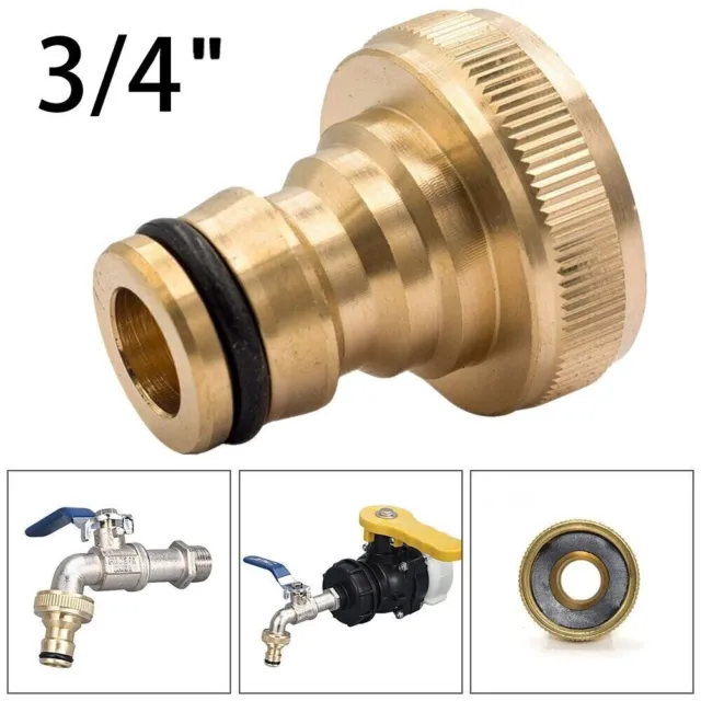 1X Brass Hose Tap Connector 3/4" Threaded Garden Water Pipe Adaptor Fitting