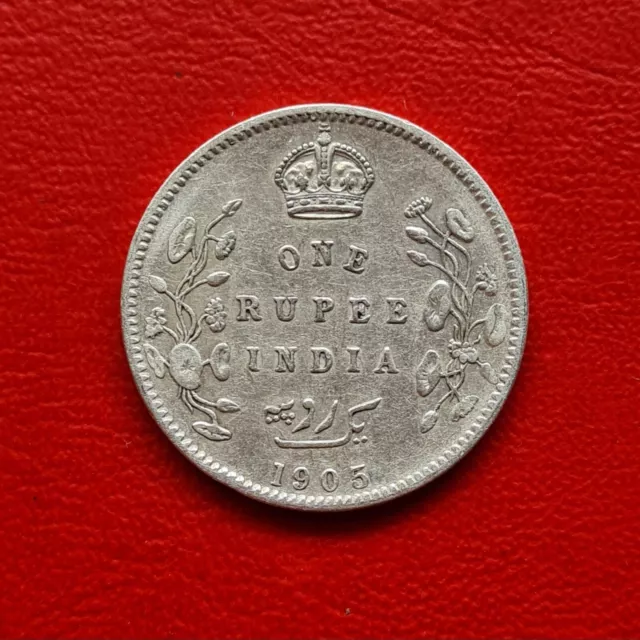 One Rupee British India 1905 ttb / Edward VII / Silver / Km #508