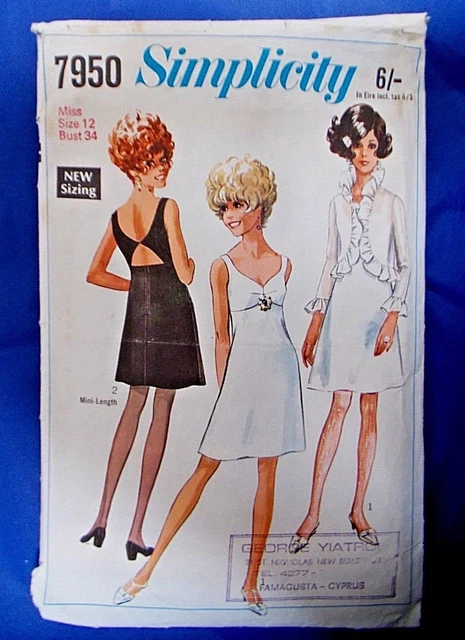 VINTAGE SEWING PATTERN 1960s Empire line Dress & Jacket 34" bust SIMPLICITY 7950 7.99 - PicClick UK VINTAGE SEWING PATTERN 1960s Empire line Dress & Jacket 34" bust SIMPLICITY 7950 7.99 - PicClick UK