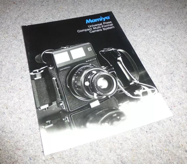 RARE MAMIYA UNIVERSAL PRESS SYSTEM A-4 ADVERTISING BROCHURE, 6 pages (CH)