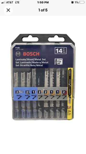 Bosch T14C 14 pc. Laminate/Wood/Metal T-Shank Jig Saw Blade Set