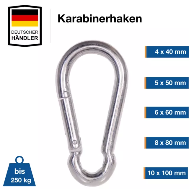 Karabinerhaken Rostfrei verzinkte Karabiner Groß / Klein für Schaukel klettern 3