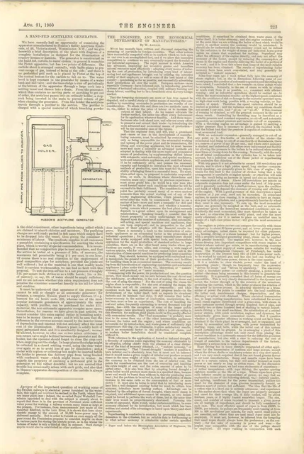1900 Hand Fed Husson Acetylene Generator
