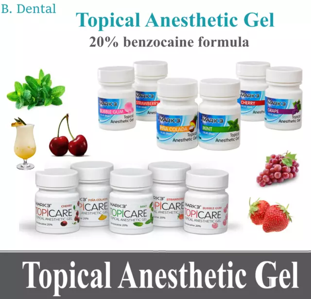 MARK3 Dental Topical Anesthetic Gel 20% Benzocaine 1oz Jar New Date Made In USA