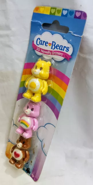 Care Bears Retro Erasers X 3 Collectable 2015 🐻 New On Card 🐻