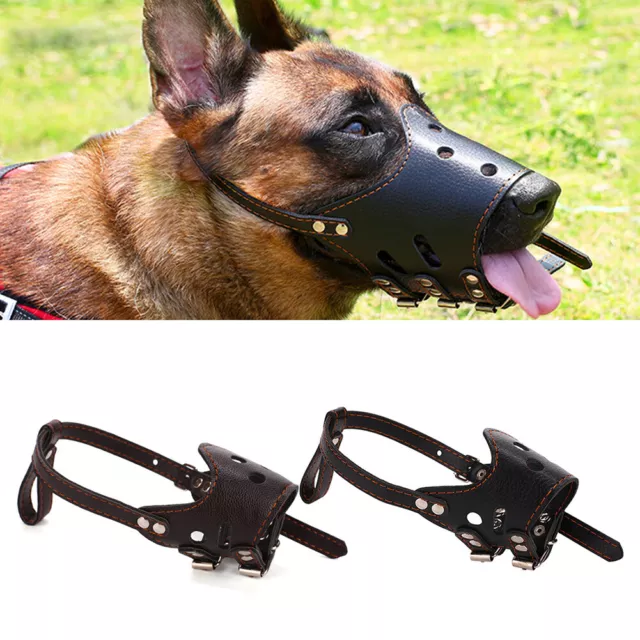 ❀Adjustable Breathable Leather Dog Mouth Muzzle Anti Bark Bite Chew Pet Products