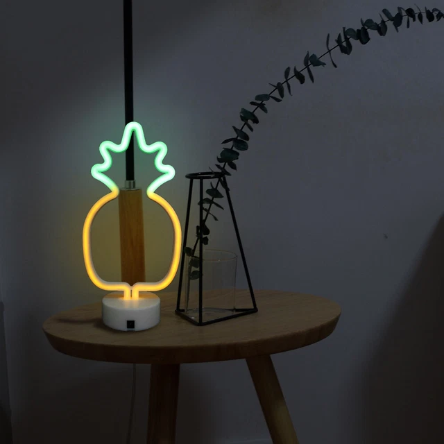 PINEAPPLE NEON SIGNS with Holder Shaped Lamp LED Night Light £12.99