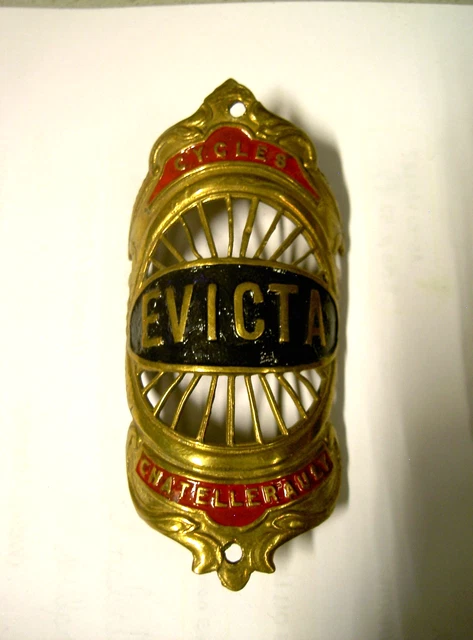 PLAQUE DE VELO ANCIENNE CYCLES EVICTA CHATELLERAULT (finXIXème) no