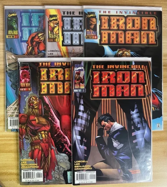 Iron Man Vol 2 # 1 2 3 4 5 Lot Of 5 Marvel Comics 1996 1997 Lee Portacio Art