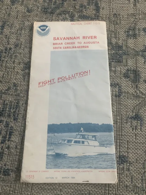 1984 NOAA Savannah River Nautical Chart 11515 Briar Creek to Augusta