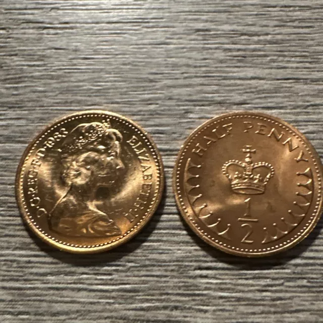 2x Half Pence 1983 Half Penny 1983 Uncirculated 1/2 decimal