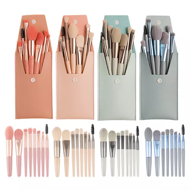 Mini 8pc make up brush set with case Foundation Eyebrow Concealer Brushes