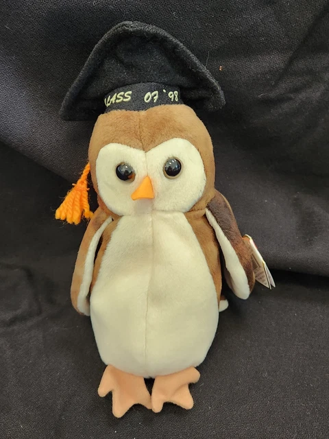 Ty Beanie Baby with Swing Tag 8" Wise the 1998 Graduation Owl
