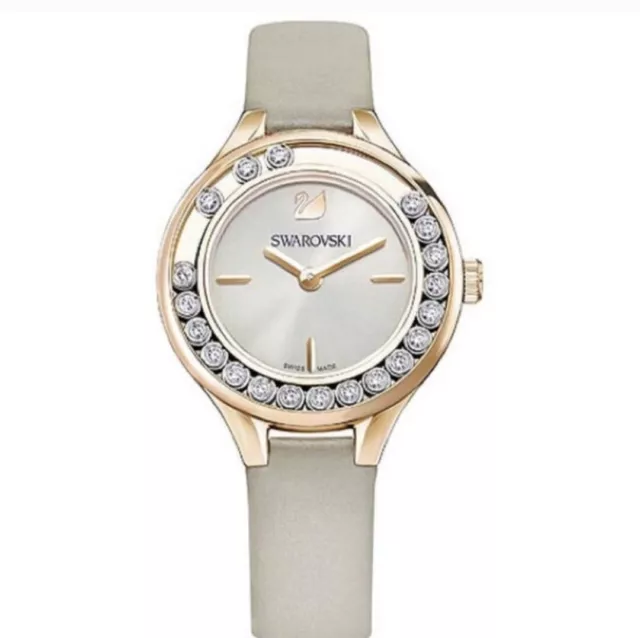 Swarovski 5301877 Lovely Crystals Rose Gold Cream MOP Leather Strap Womens Watch