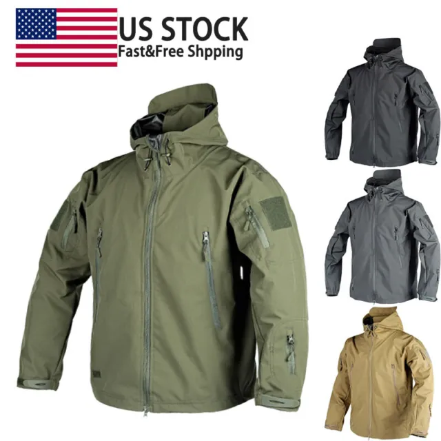 Tactical Jacket Mens Waterproof Military Coat Soft Shell Work Windbreaker Jacket