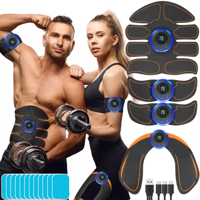 ABS Bauchmuskeltrainer EMS Stimulator USB-Laden Elektro Fitness Exerciser LED