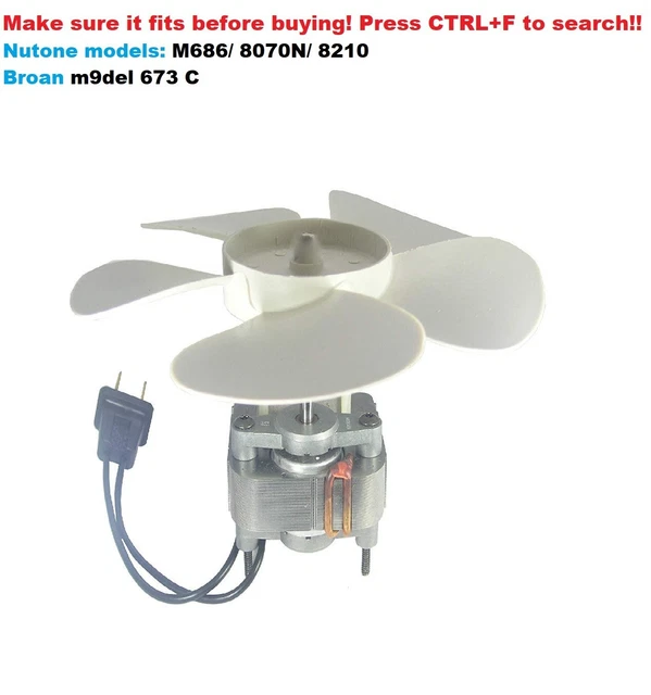 UNIVERSAL BATHROOM VENT Fan Electric Motor Assembly Replacement for