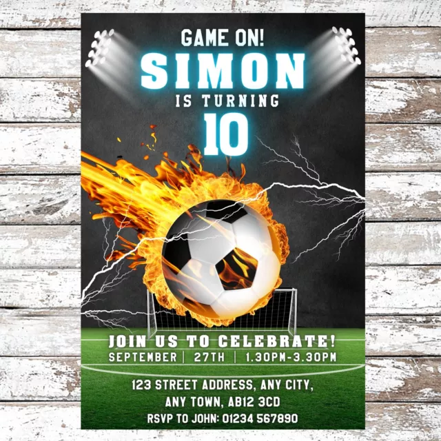 10 Football Soccer Personalised Birthday Party Invitations With Envelopes