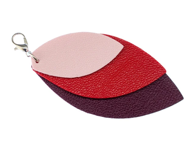 Faux Leather Leaf Charm Miniblings Charm Feather Natural Three-Color Autumn Red