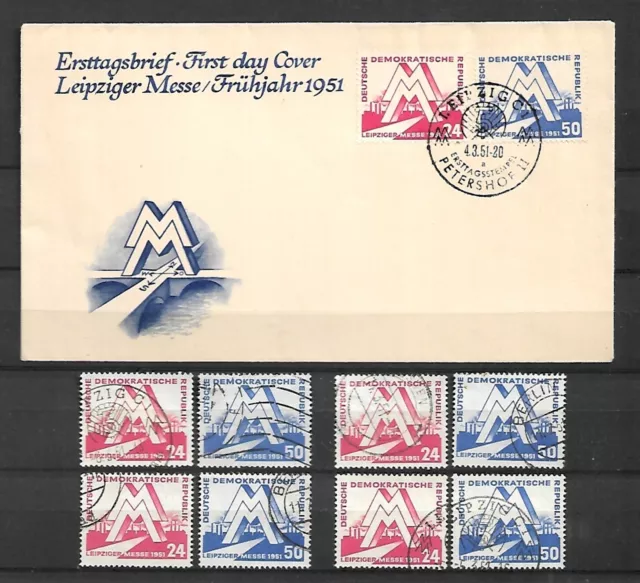 DDR "Lot Leipziger Frühjahrsmesse 1951 Mi.Nr 282-283 inkl. FDC" gest.