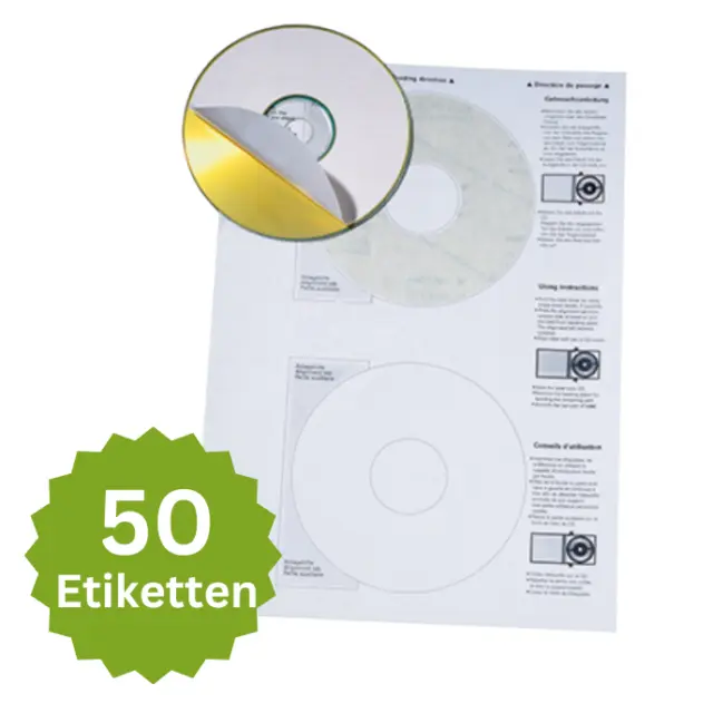 50 CD DVD Etiketten Label Soennecken, 116 mm Durchmesser, weiß