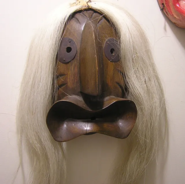 Old Iroquois (Haudenosaunee) Bi-funnelate Blower False Face (Hatówi) Mask