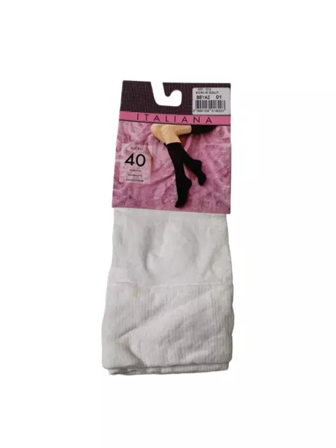 NEW ITALIANA White  Knee High Trouser Socks MICRO 40