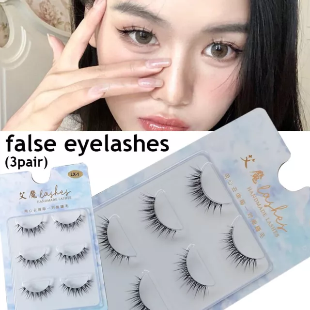 3 Paires De Faux Cils 3D Naturel Vaporeux Cross Fluffy Extension Eye Lashes R