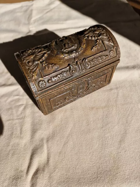Coffret Ancien En Régule, Boîte À Bijoux 19ème, Napoléon III, Modèle Déposé.