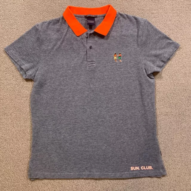 Scotch & Soda Polo Shirt Mens Large Gray Sun Club Lua Orange Collar **See Notes