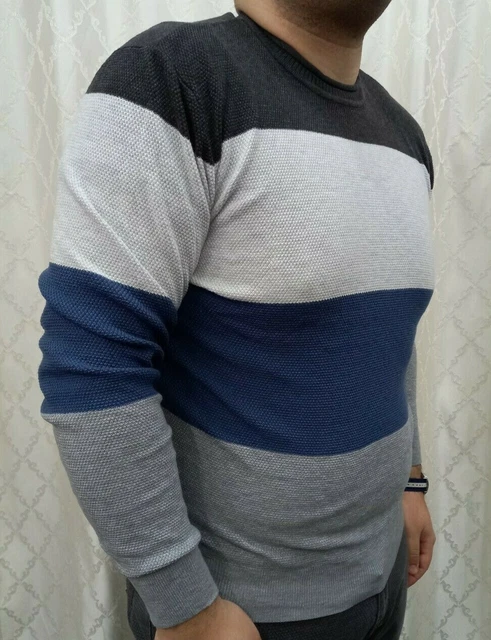Maglione uomo maglioni slim fit invernale taglie forti girocollo grigio da XXL