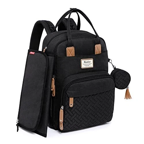 RUVALINO Baby Wickeltasche Rucksack mit tragbarer Wickelmatte Schnuller Holde...