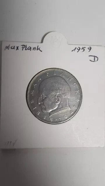 BRD 2 Mark Max Planck 1959 D Top Erhaltung Vorzüglich / Sehr selten !!!