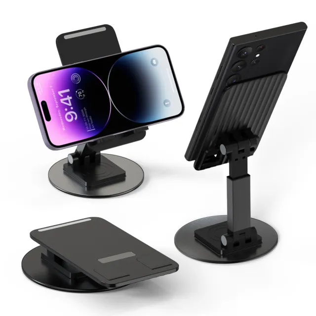 360 Rotation Adjustable Phone Tablet Holder Fordable Desktop Mount Cradle Stand