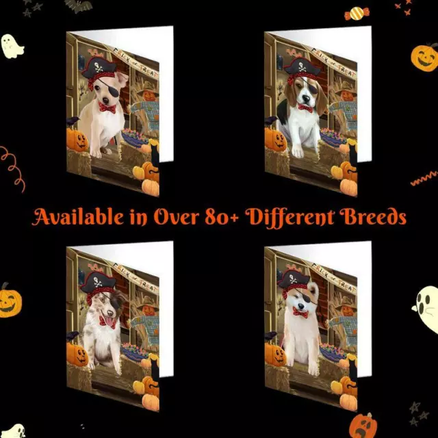 Halloween Trick or Treat Dog Cat Pet Lovers Greeting Invitation Card Pack of 20