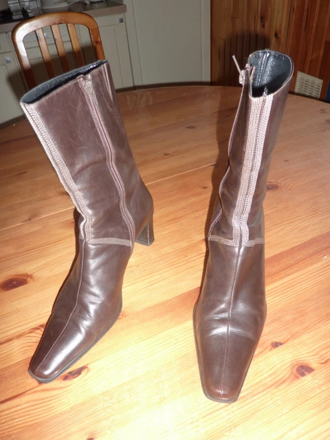 SHAPE ECCO bottines pointure 40 marron cuir bottes shoes chaussures  femme