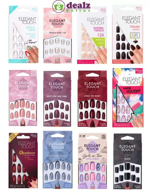 Kit de manicura de uñas artificiales falsas con aspecto táctil elegante 24 48 uñas pegamento