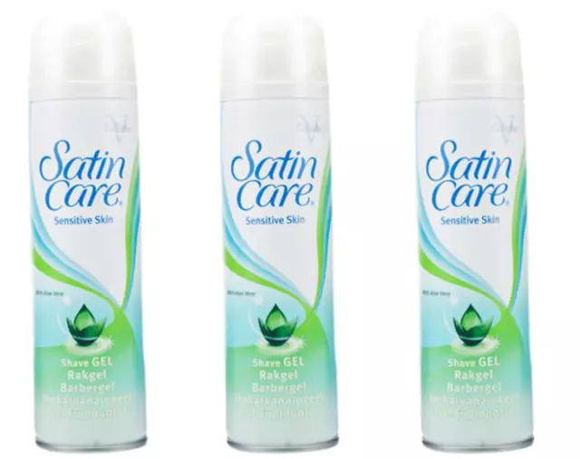 Gillette Satin Care Shave Gel With Aloe Vera For Sensitive Skin 200ml/ Pack Of 3