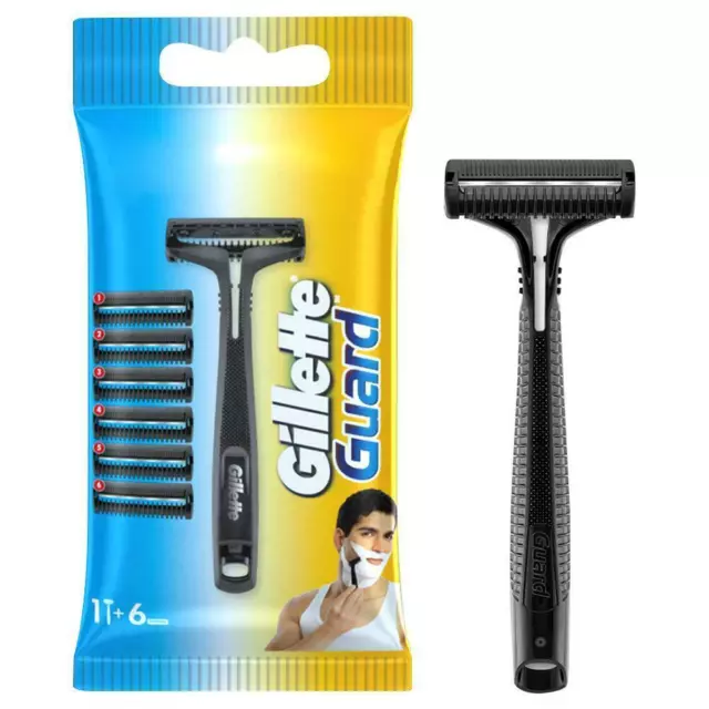 Maquinilla de afeitar Gillette Guard con 6 cartuchos - Fácil de afeitar -...