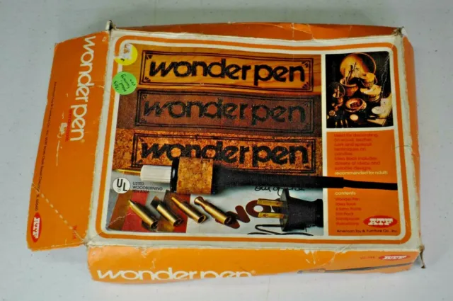 Kit de quema de madera vintage Wonder Pen de American Toy and Furniture 1979